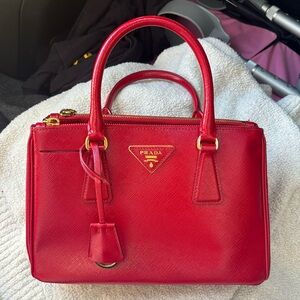 Cherry Red Prada Galleria patent leather mini bag